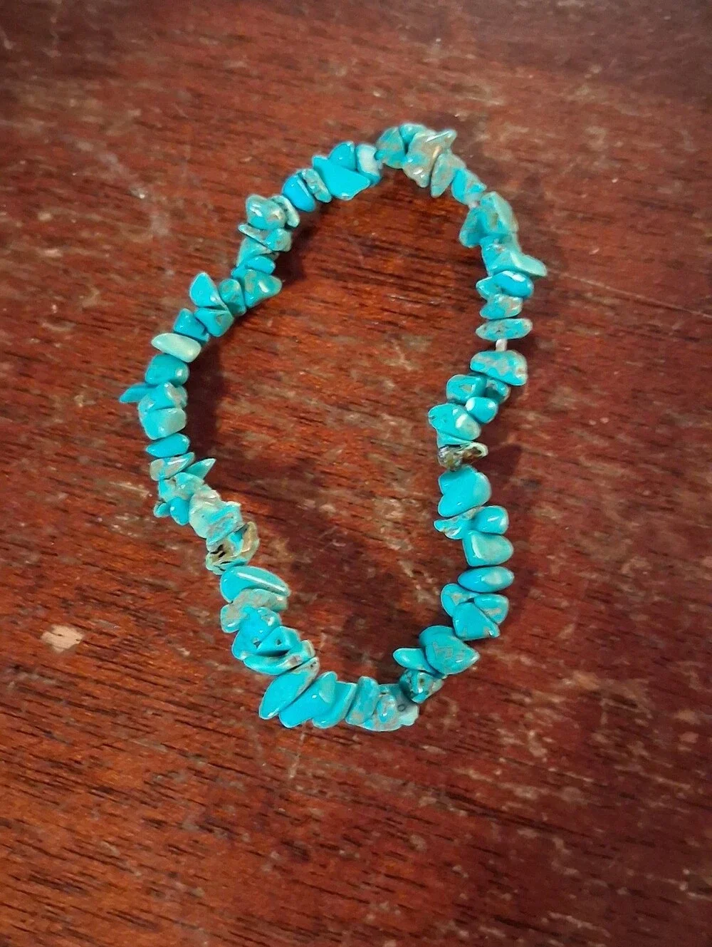 Turquoise Chip Stretch Bracelet - Bright Blue Beaded Bracelet